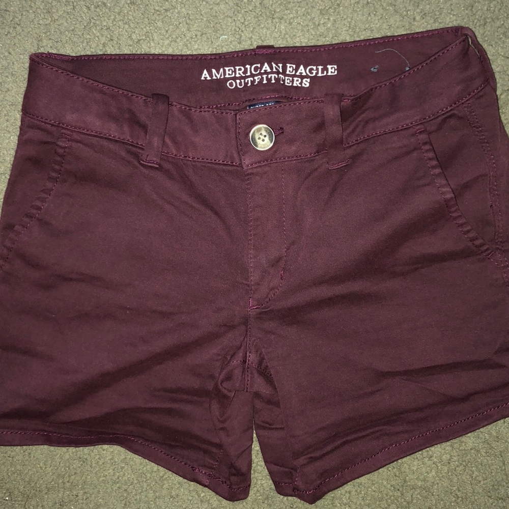 Maroon denim shorts
